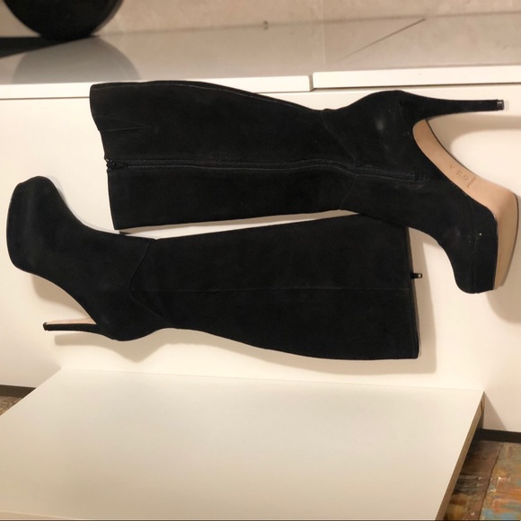 ANTONIO MELANI Black Suede Knee High Boot Ryder Sz 7 4 inch Stilletos - Picture 6 of 10